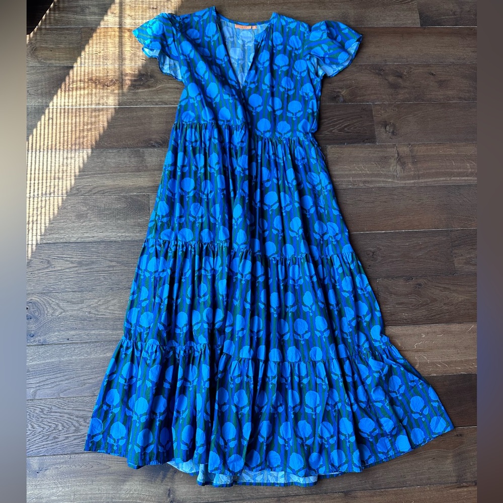 V-Neck Flutter Sleeve Maxi Dress